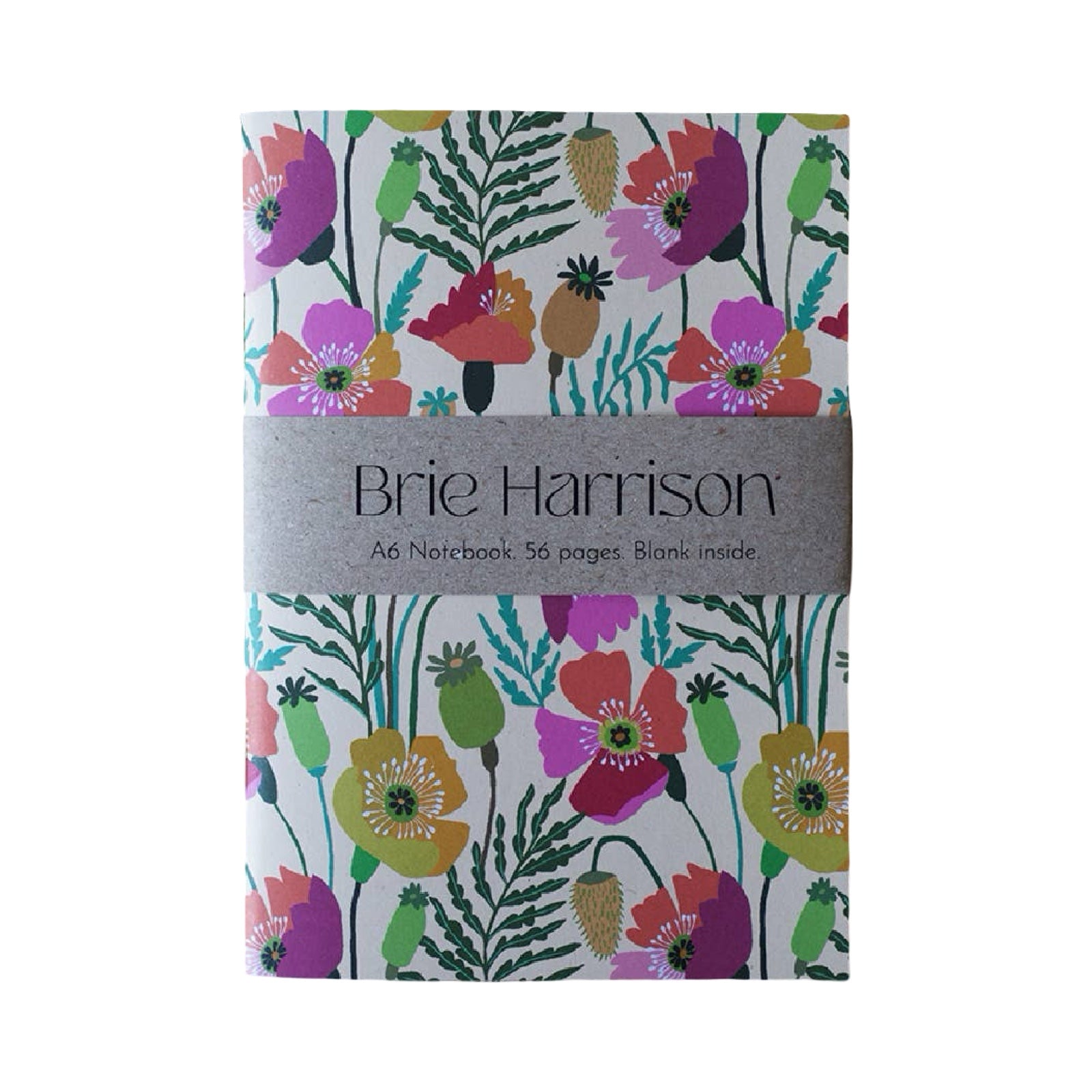 This slim notebook features an illustration of colourful poppies on the cover. 