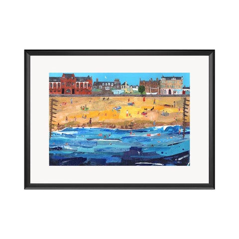 High quality giclée print of an original artwork of Portobello Beach near Edinburgh.