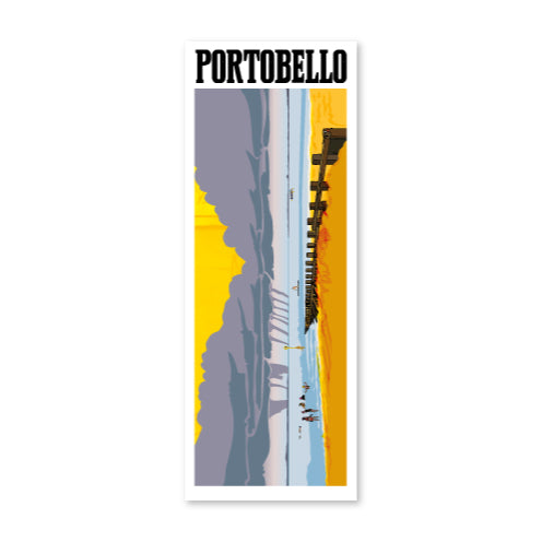 Bookmark featuring a panoramic landscape illustration of the beach in Portobello, Edinburgh