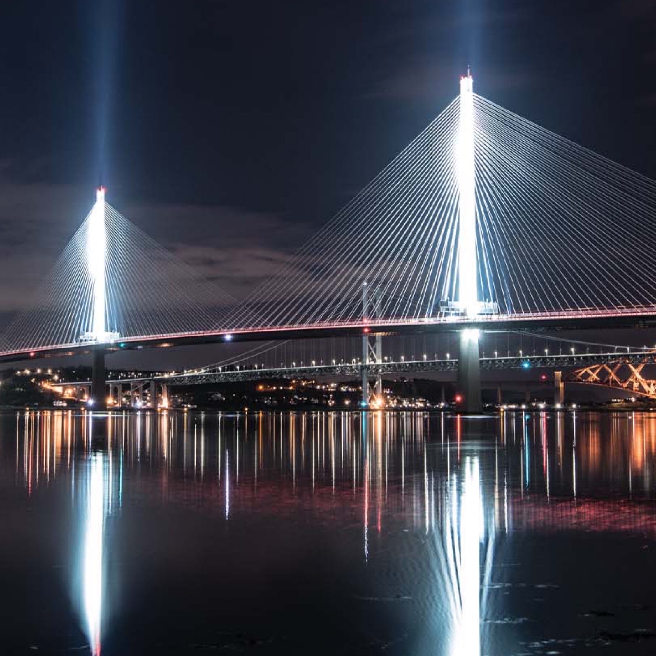 An image of the Queensferry Crossing at night.