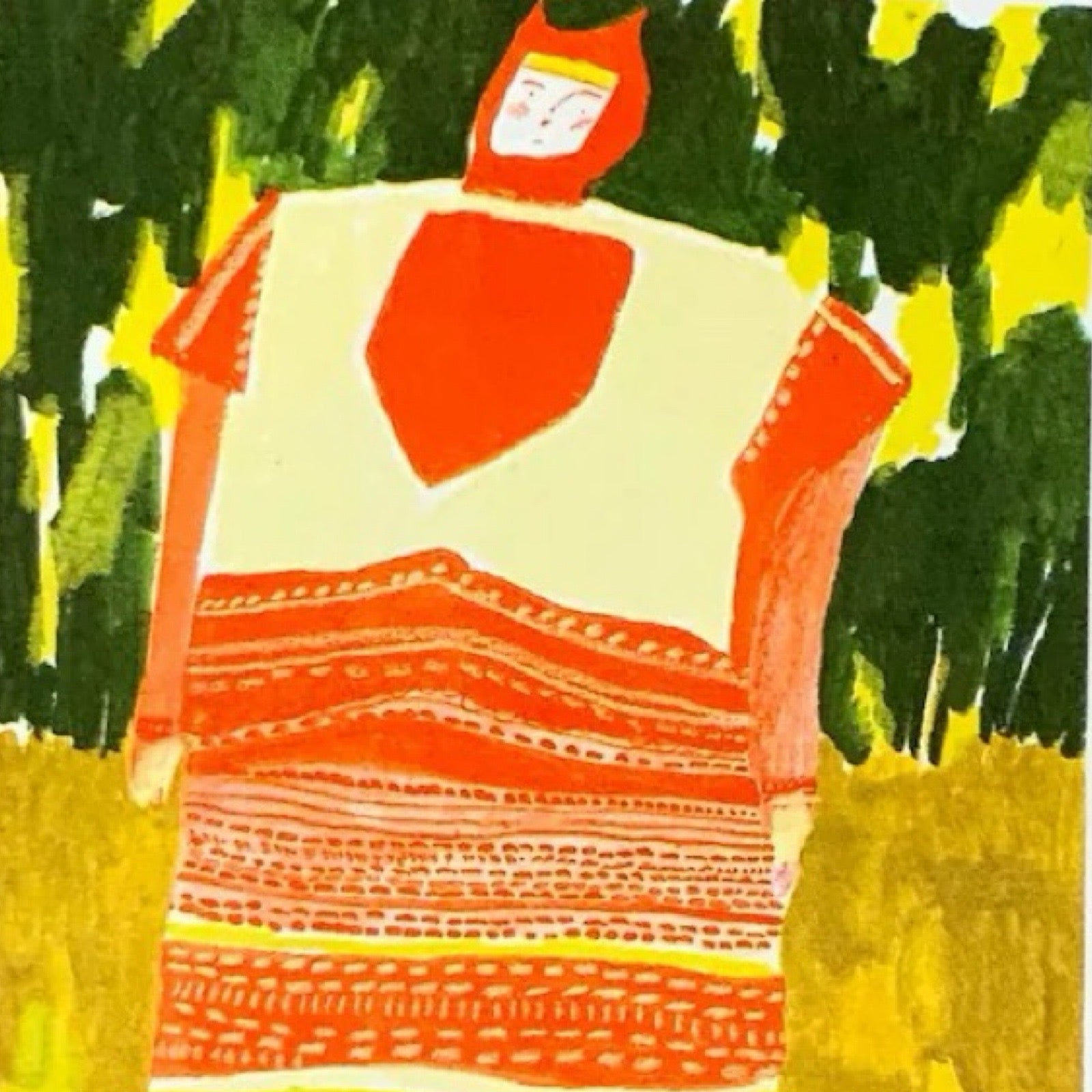 This print features a lady dressed in a stunning folk costume standing in a wheat field.