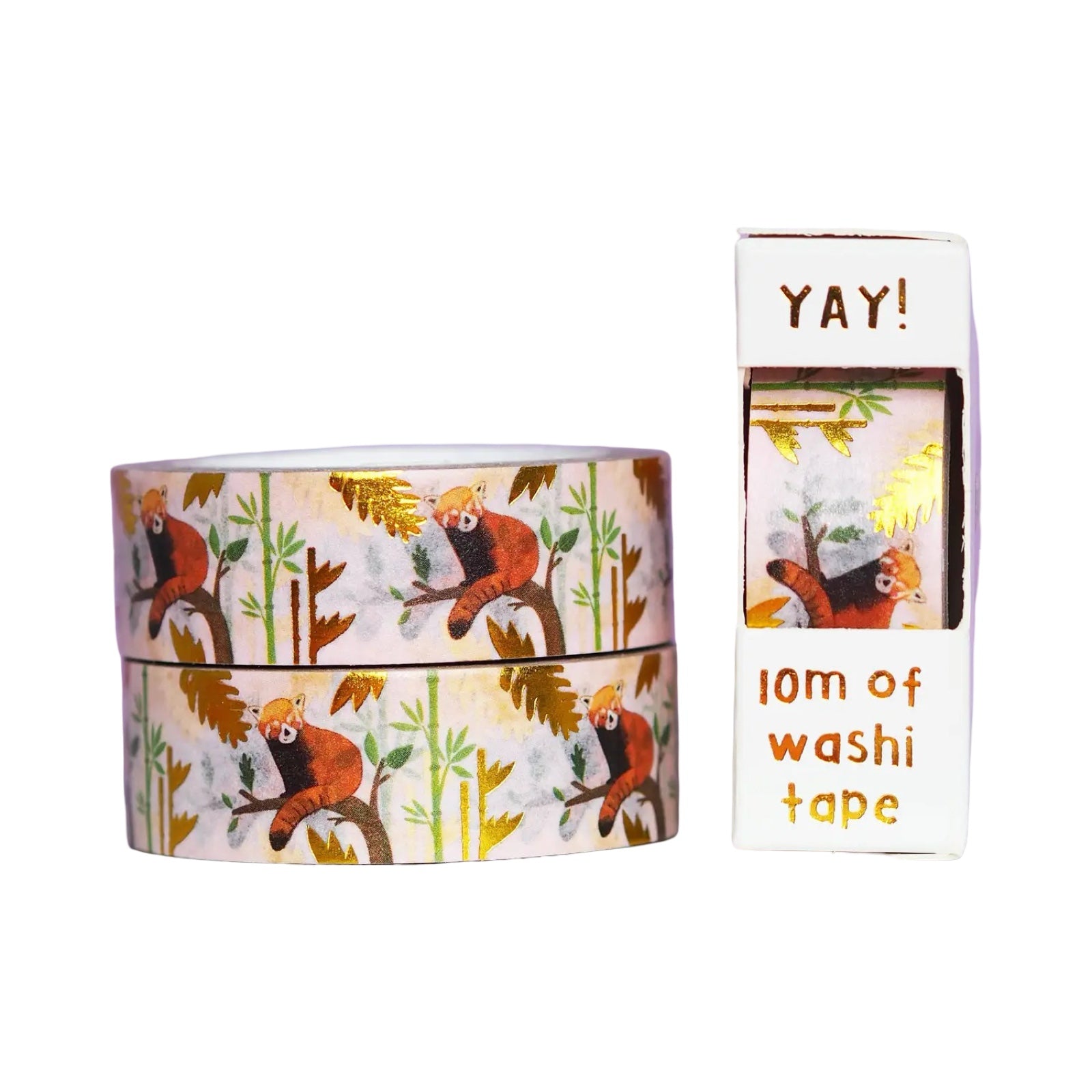 Washi tape with panda design and packaging on a white background.