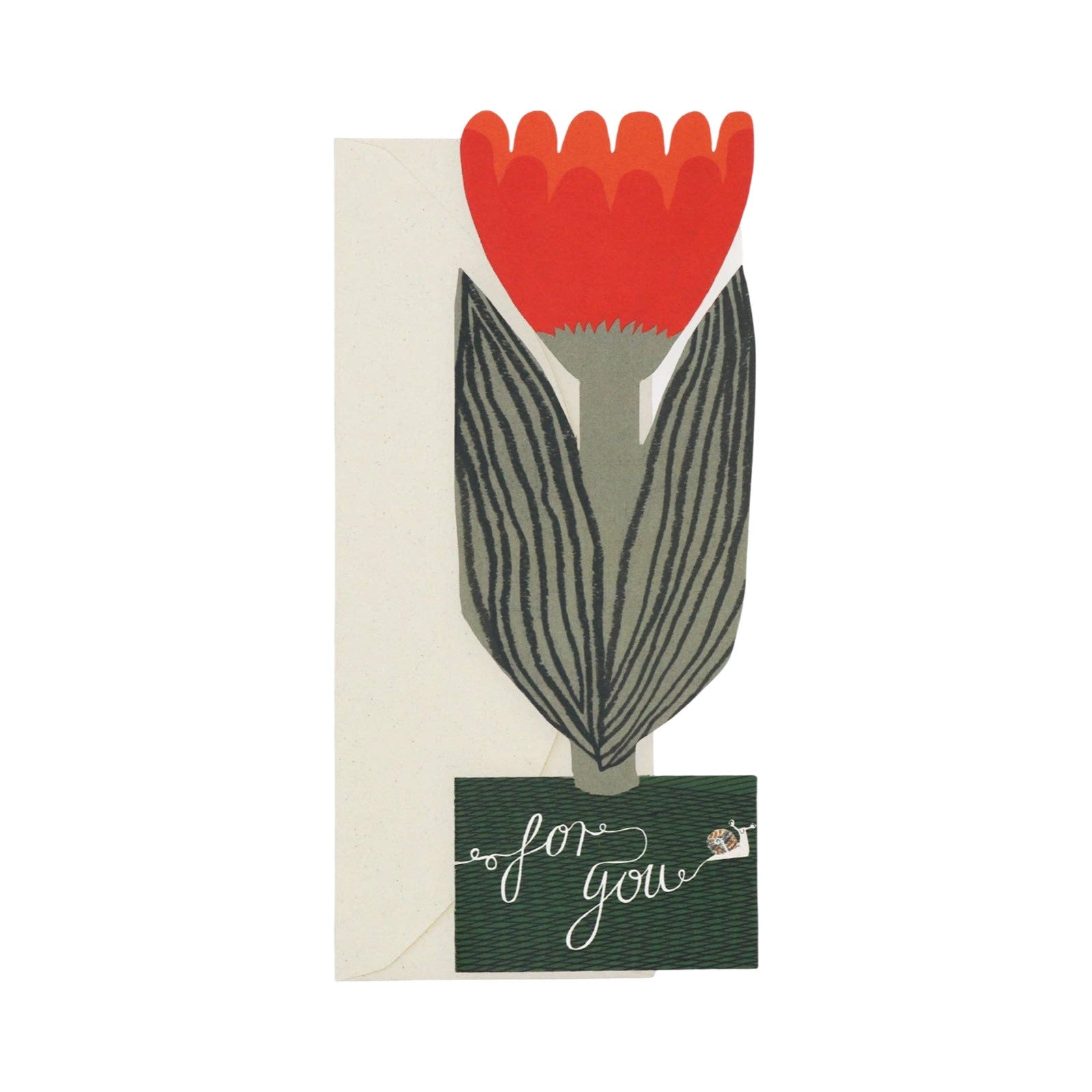 Card with a red flower design and 'for you' text on a white background.