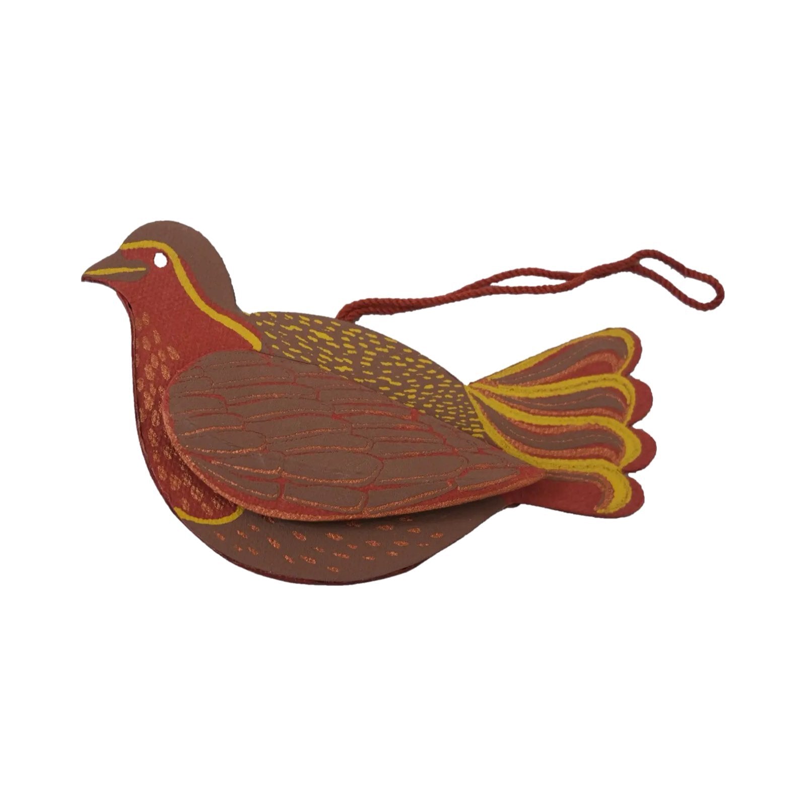 A red robin three-dimensional cardboard decoration.