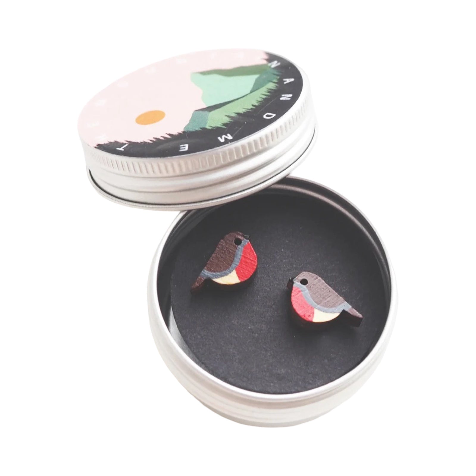These festive robin stud earrings are made from FSC bamboo, hand-painted with non-toxic paint and sealed with a water-based satin varnish.
