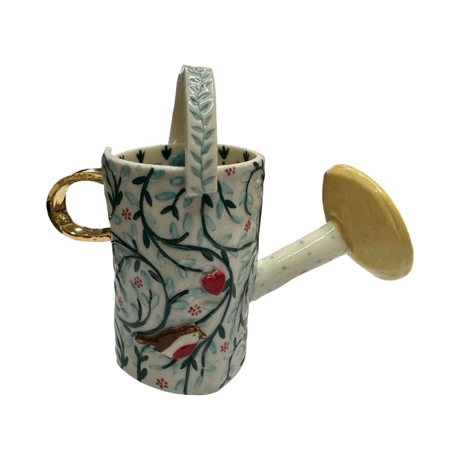 Robin Watering Can Porcelain Vase