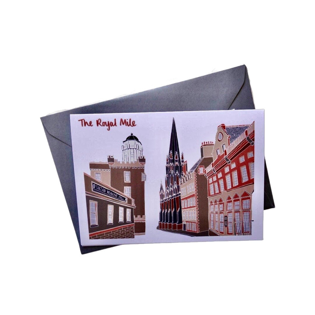 Edinburgh card featuring an illustration of the Royal Mile in Edinburgh’s Old Town.
