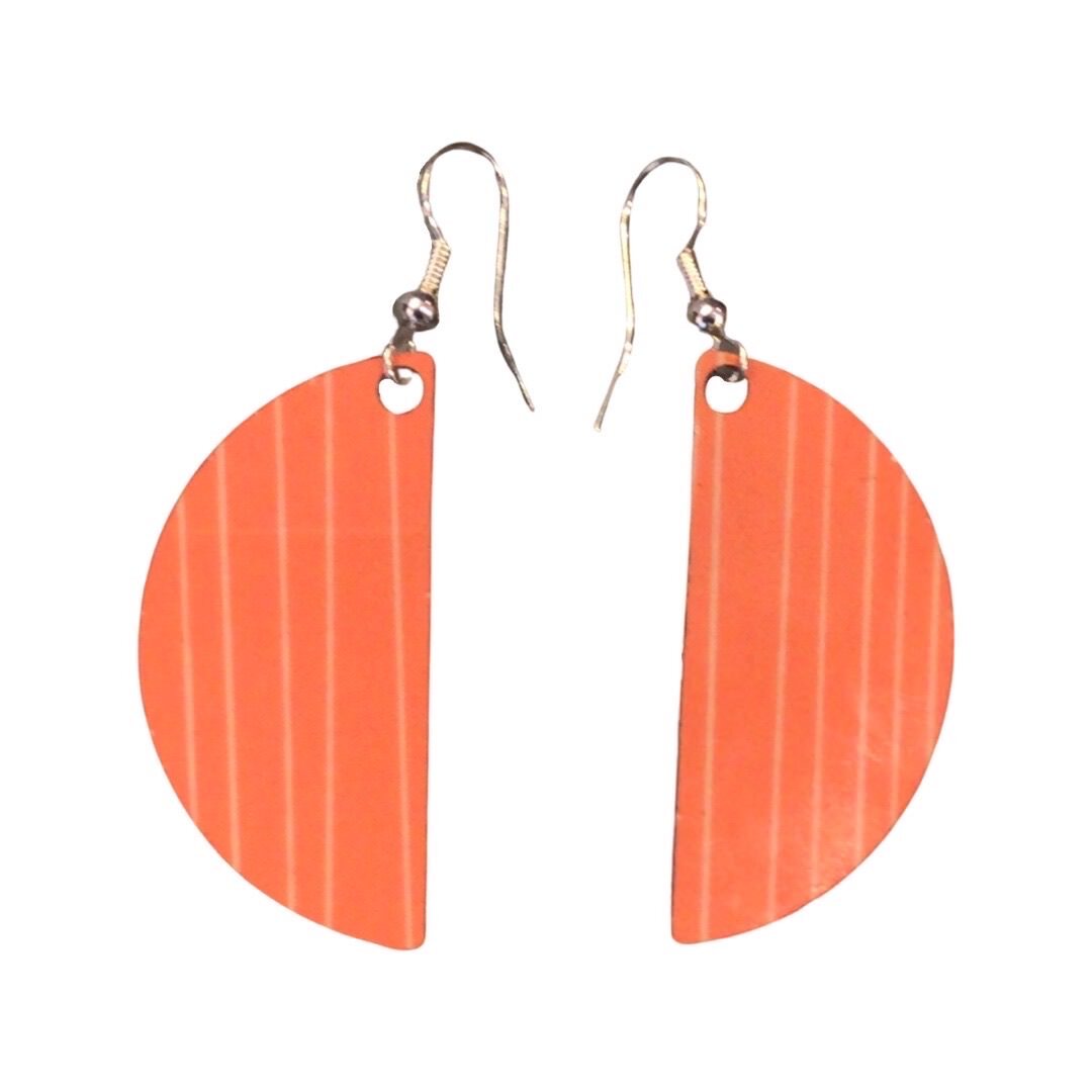 Peony Arc Drop Earrings Coral