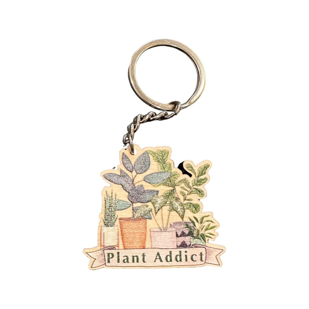 Plant Addict Wooden Keyring