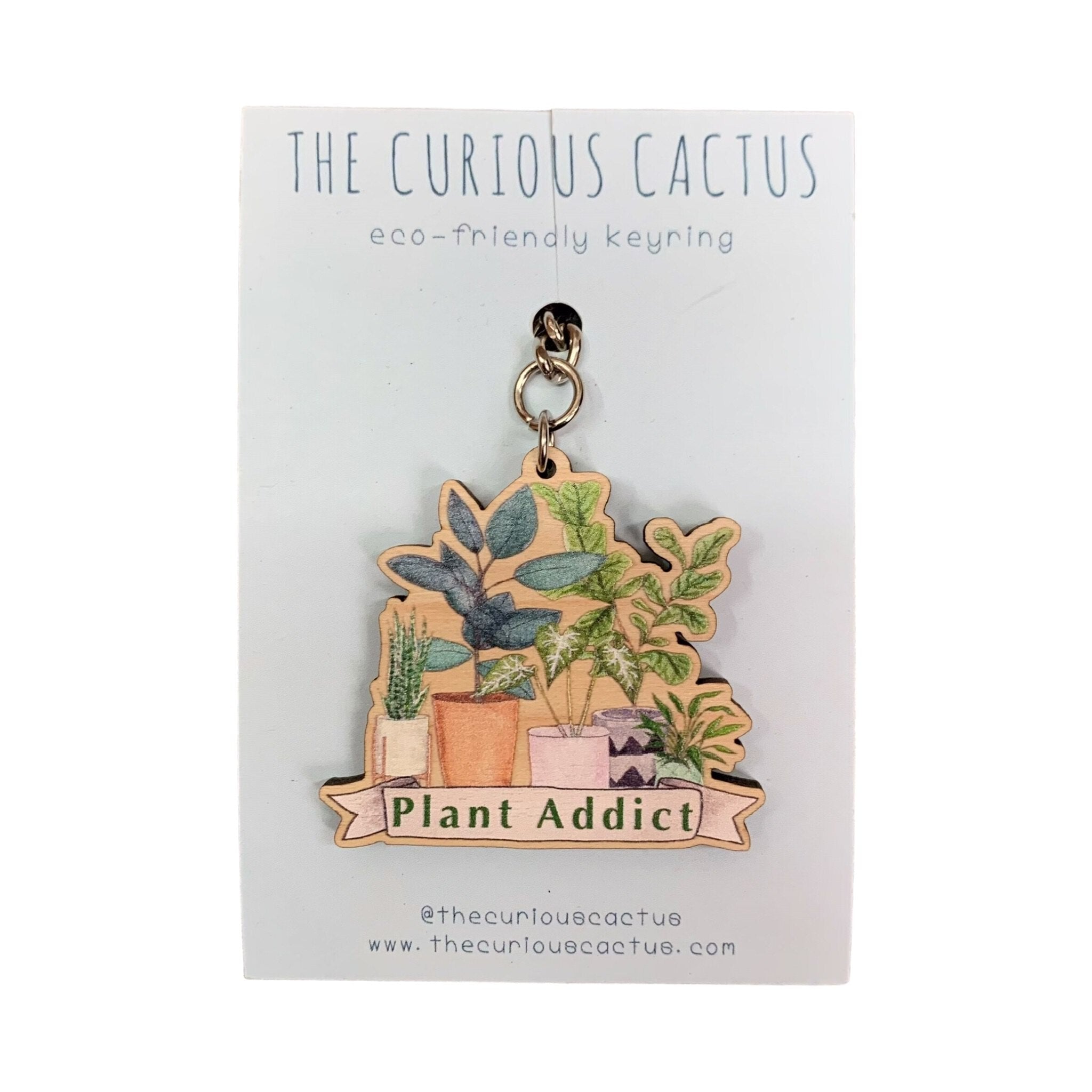 Plant Addict Wooden Keyring