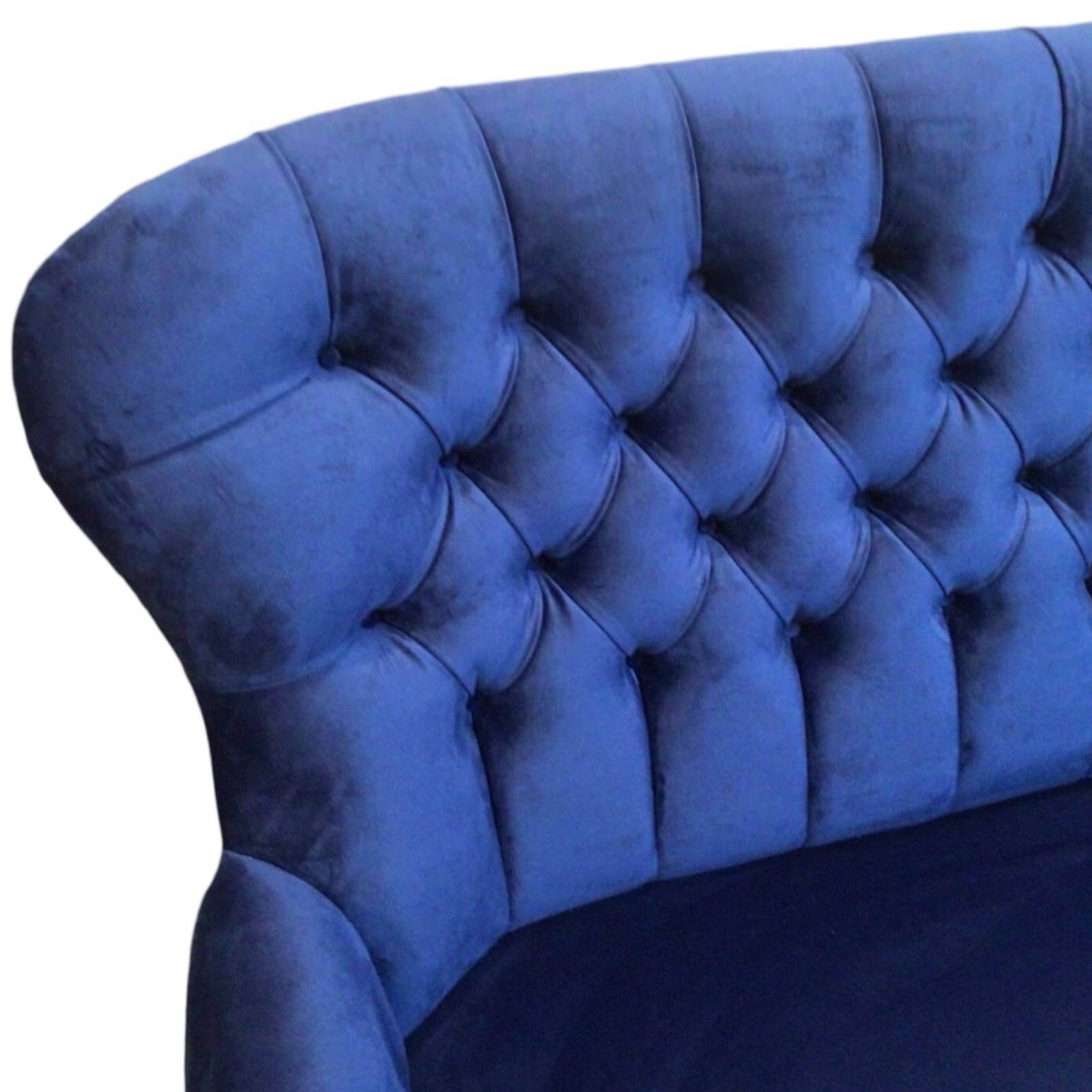 Button Back Plain Velvet Two Seater High Sofa