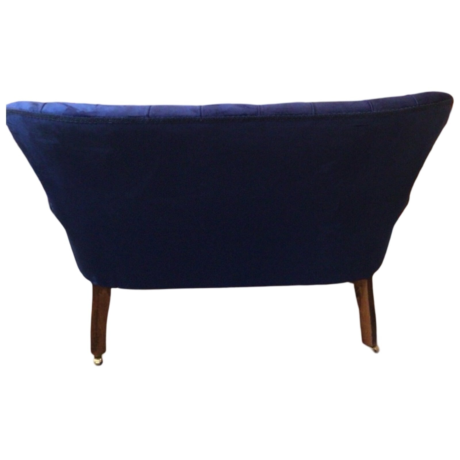 Button Back Plain Velvet Two Seater High Sofa