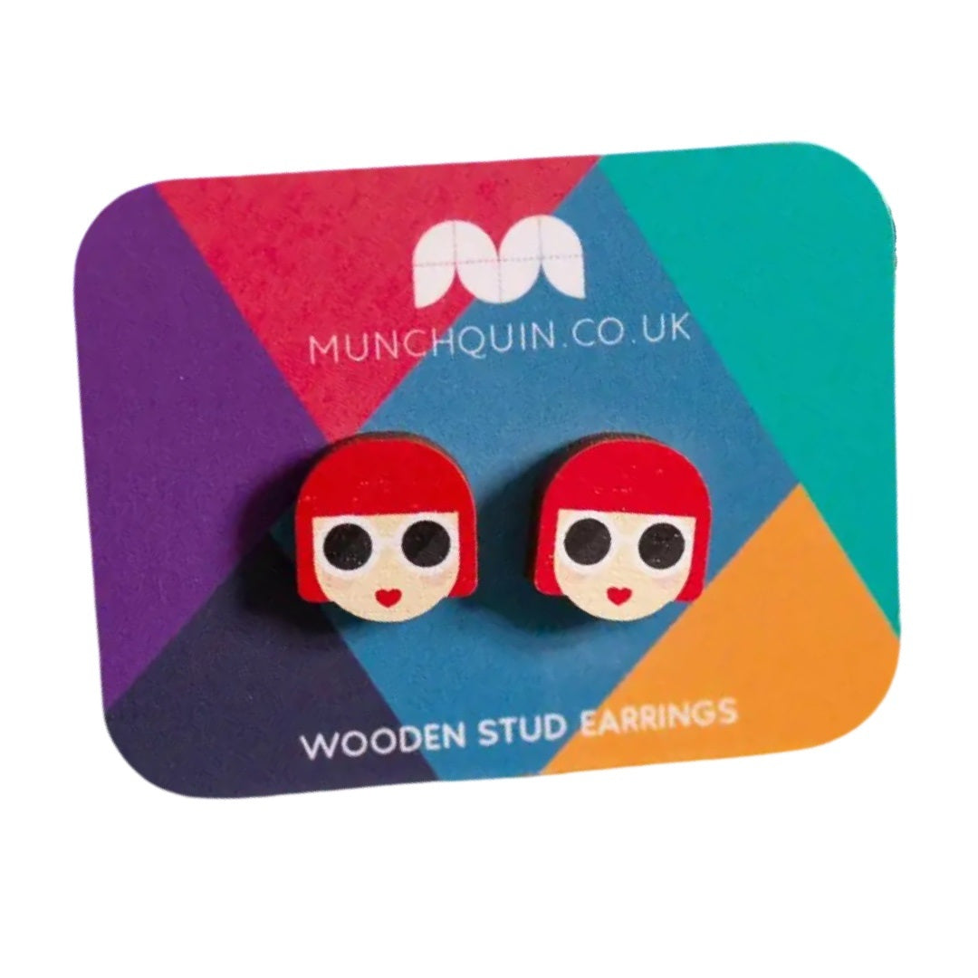 Yayoi Kusama Wooden Stud Earrings