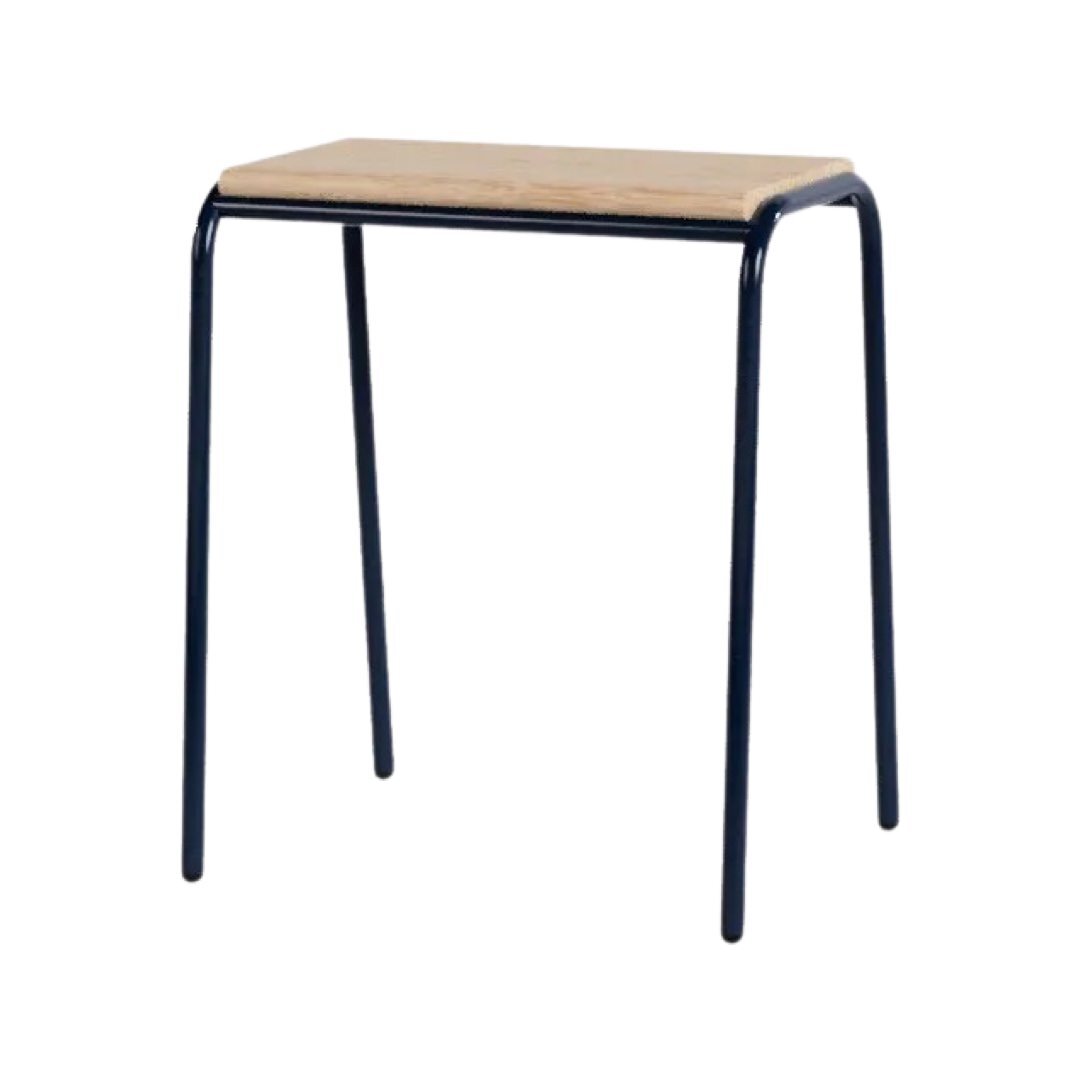 Solid Oak Stool with Steel Legs