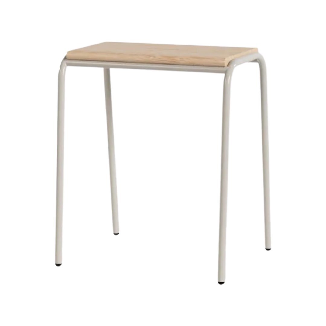 Solid Oak Stool with Steel Legs