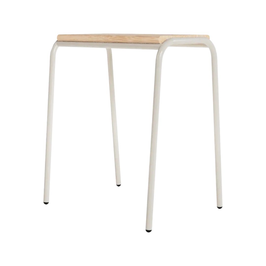 Solid Oak Stool with Steel Legs