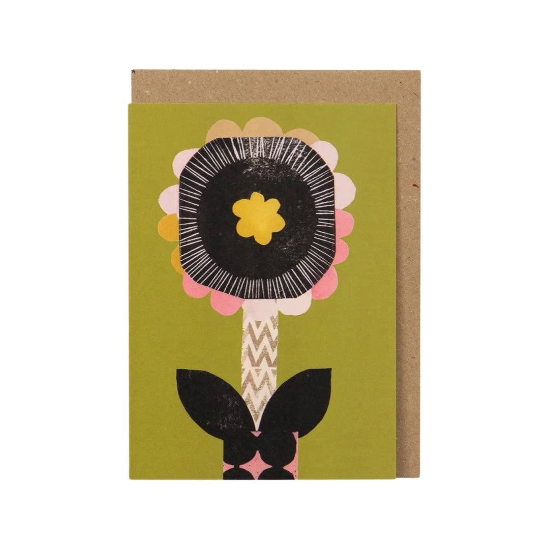 Green Flower Art Card