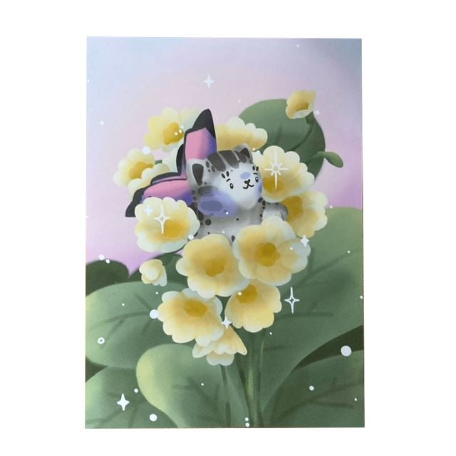 Primrose Flower Fairy Cat Print