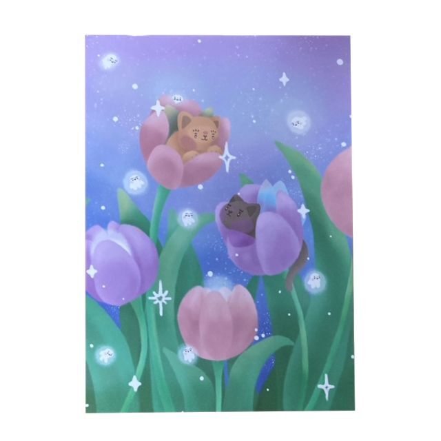 Tulip Flower Fairy Cats Print