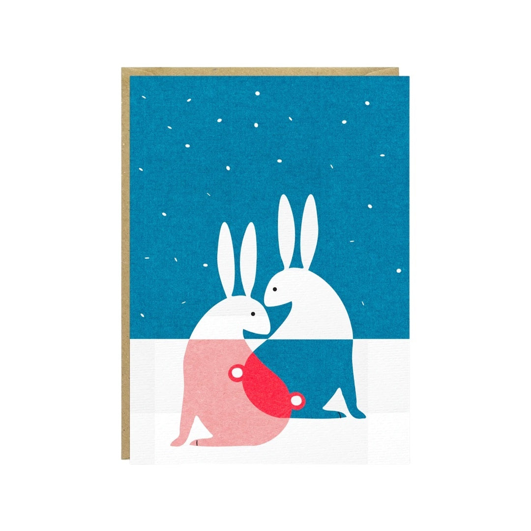 Snow Hares Christmas Card