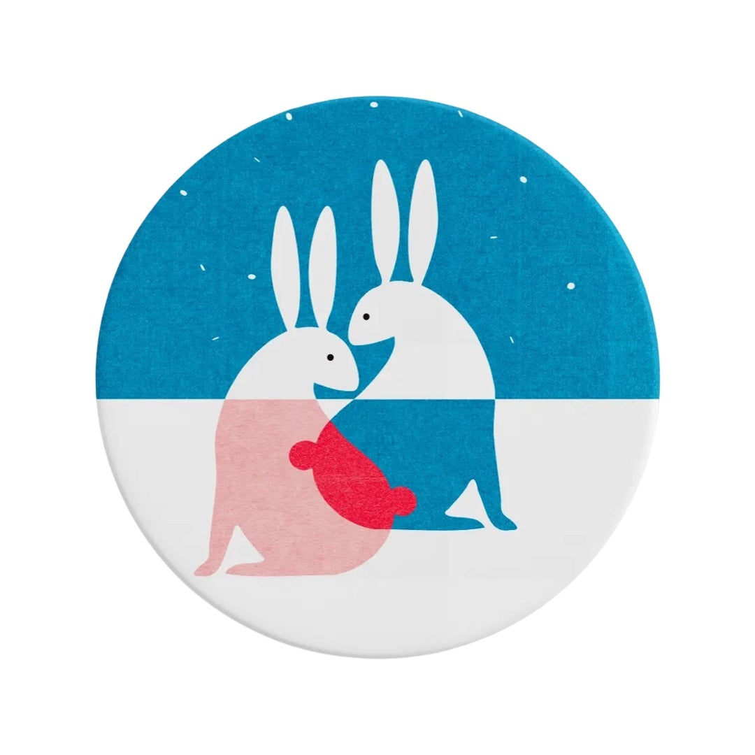 Snow Hares Ceramic Coaster