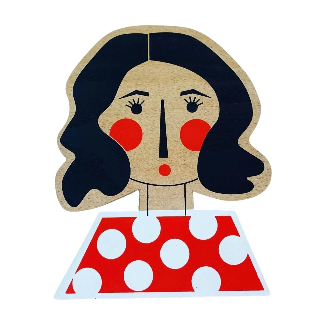 Wavy Hair Girl Wooden Wall Plaque