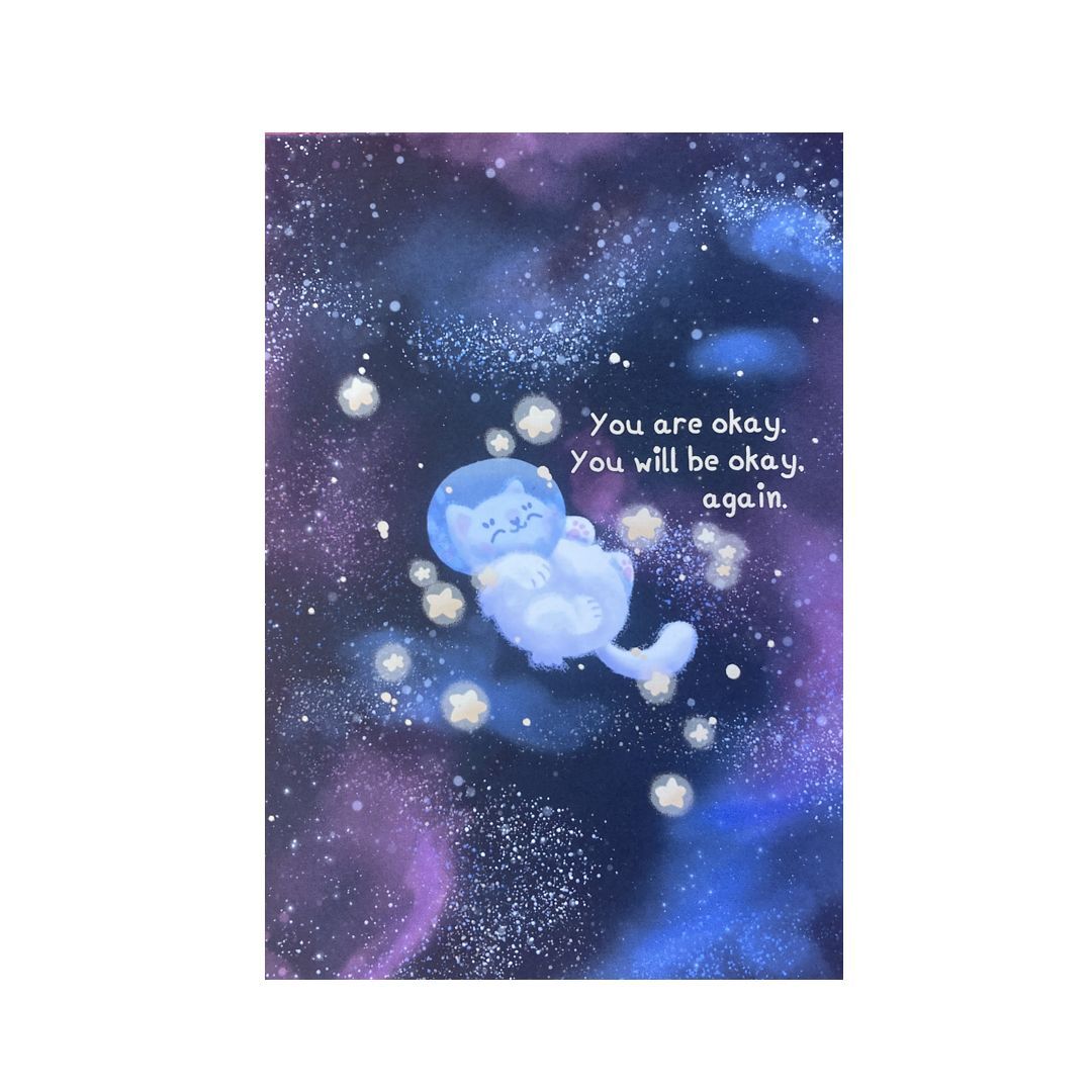 You Are Okay Space Cat Print