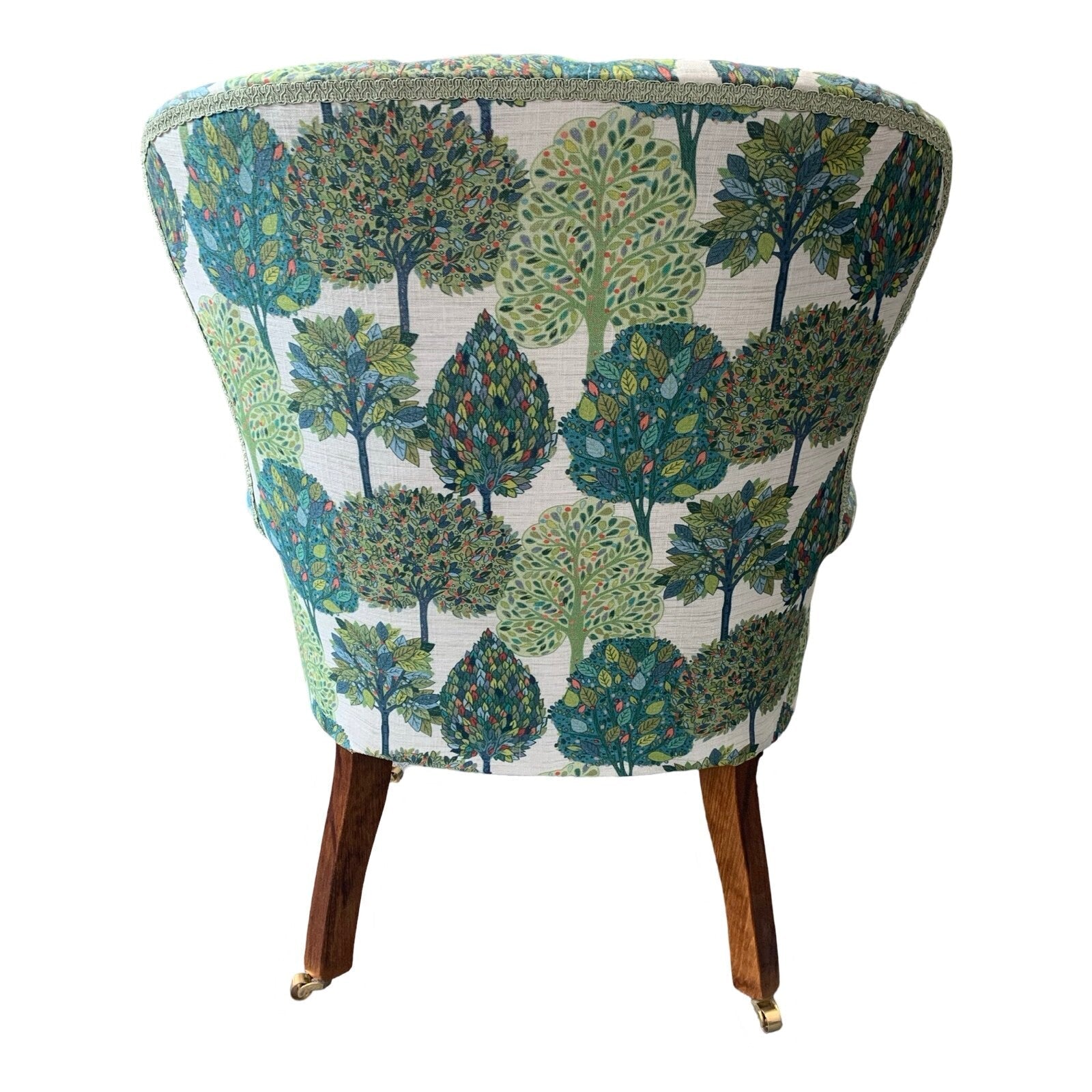 Trees Linen Armchair Blue and Green