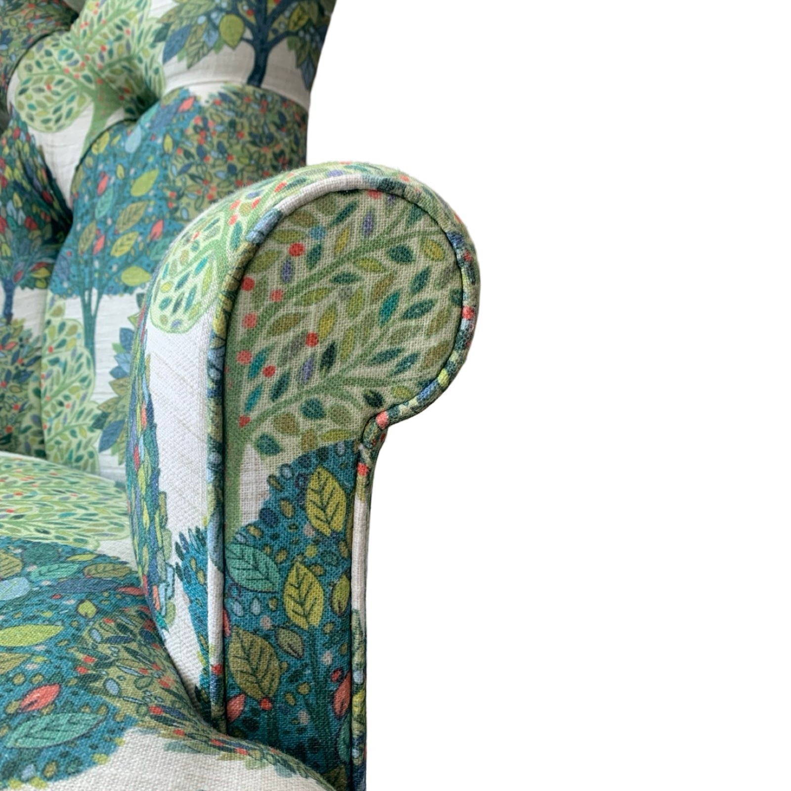 Trees Linen Armchair Blue and Green