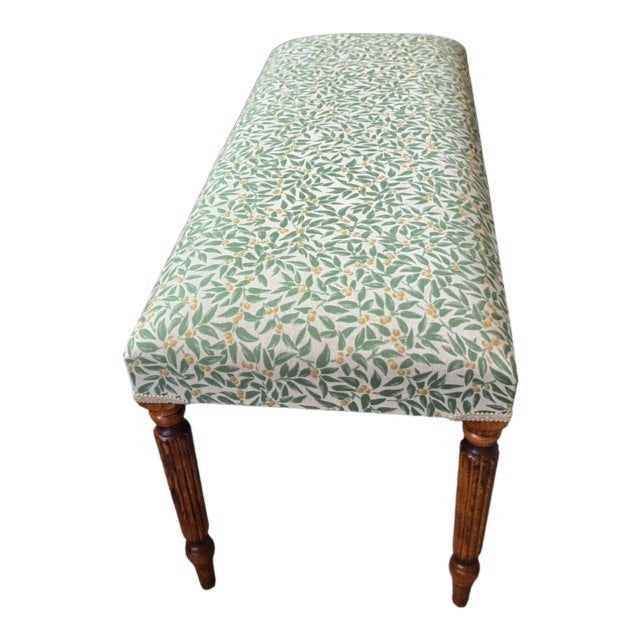 Green Foliage Linen Bench