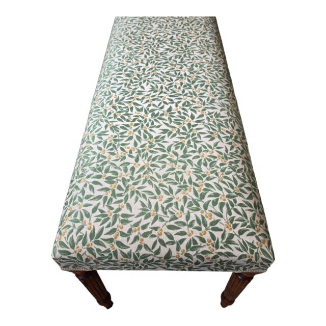 Green Foliage Linen Bench