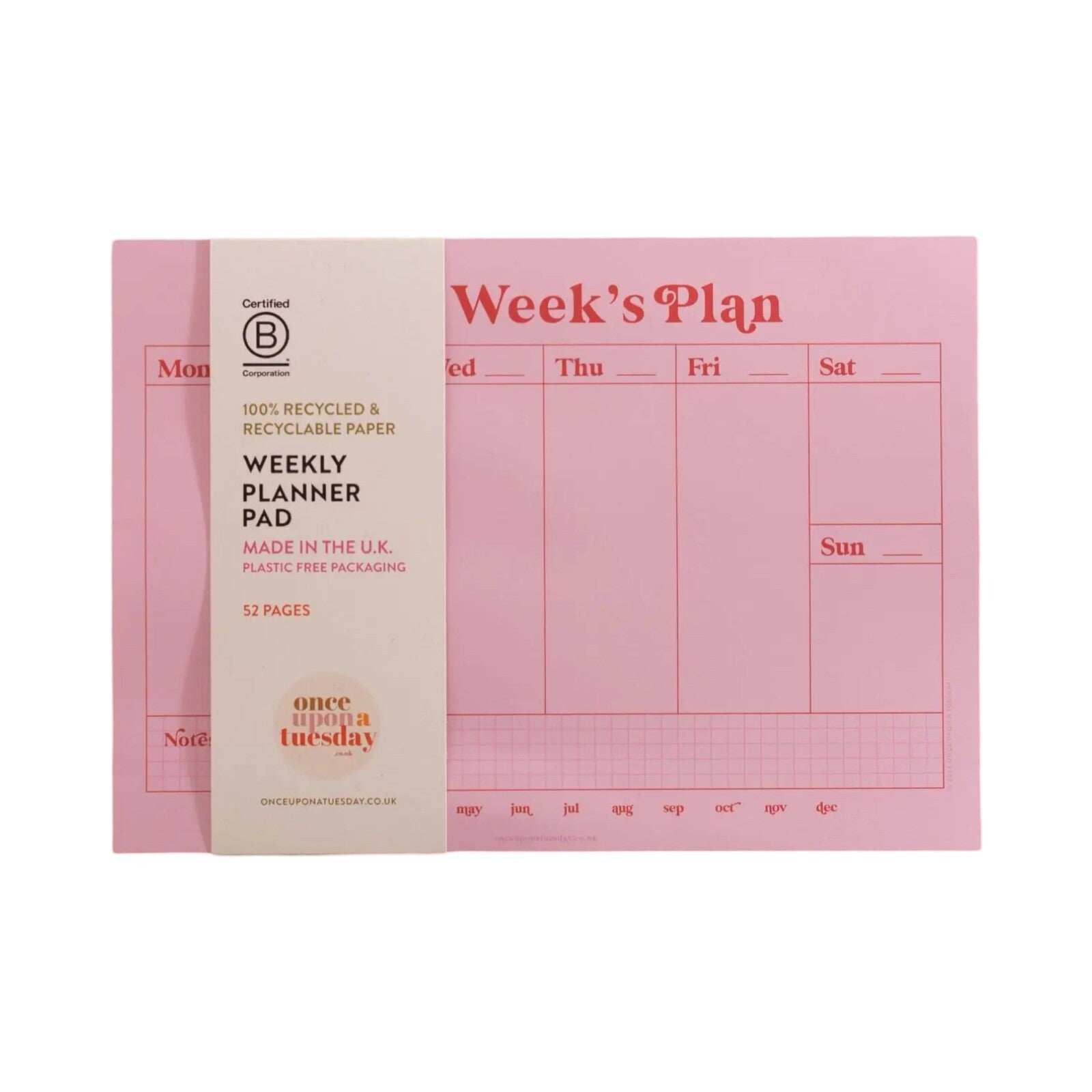 Weekly Planner Pad Pink and Red