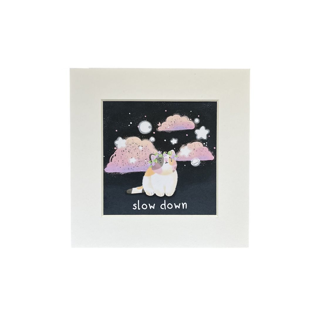 Slow Down Calico Cat Mini Mounted Print