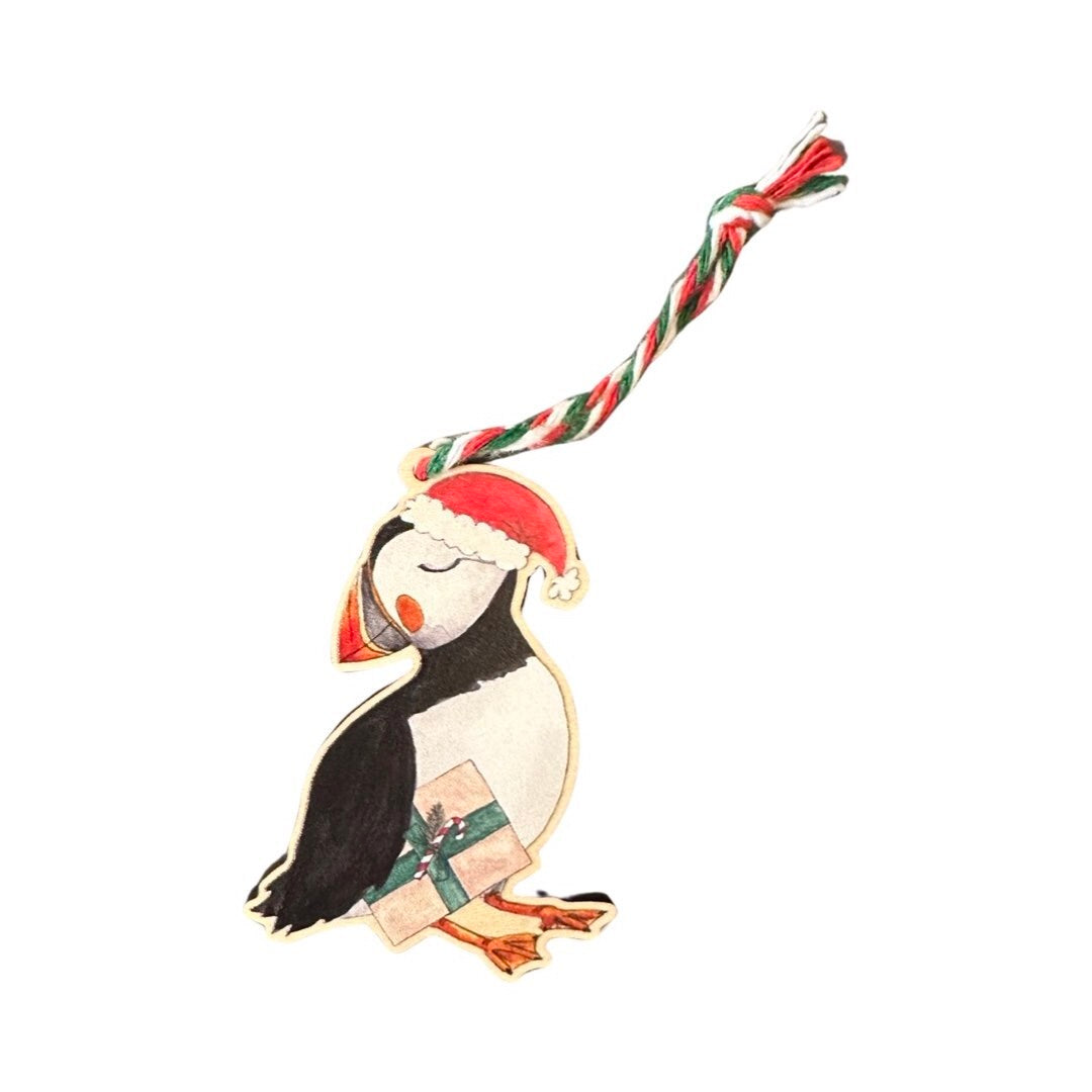 Puffin Wooden Christmas Decoration