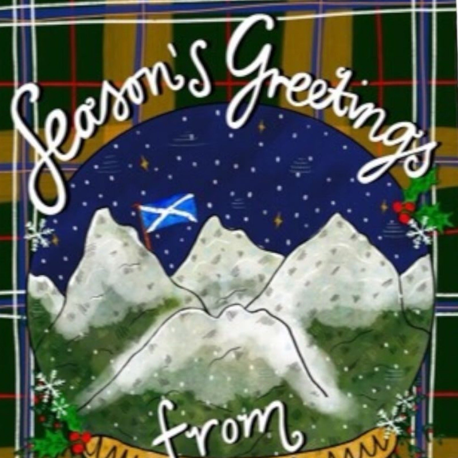 Seasons greetings card close up.