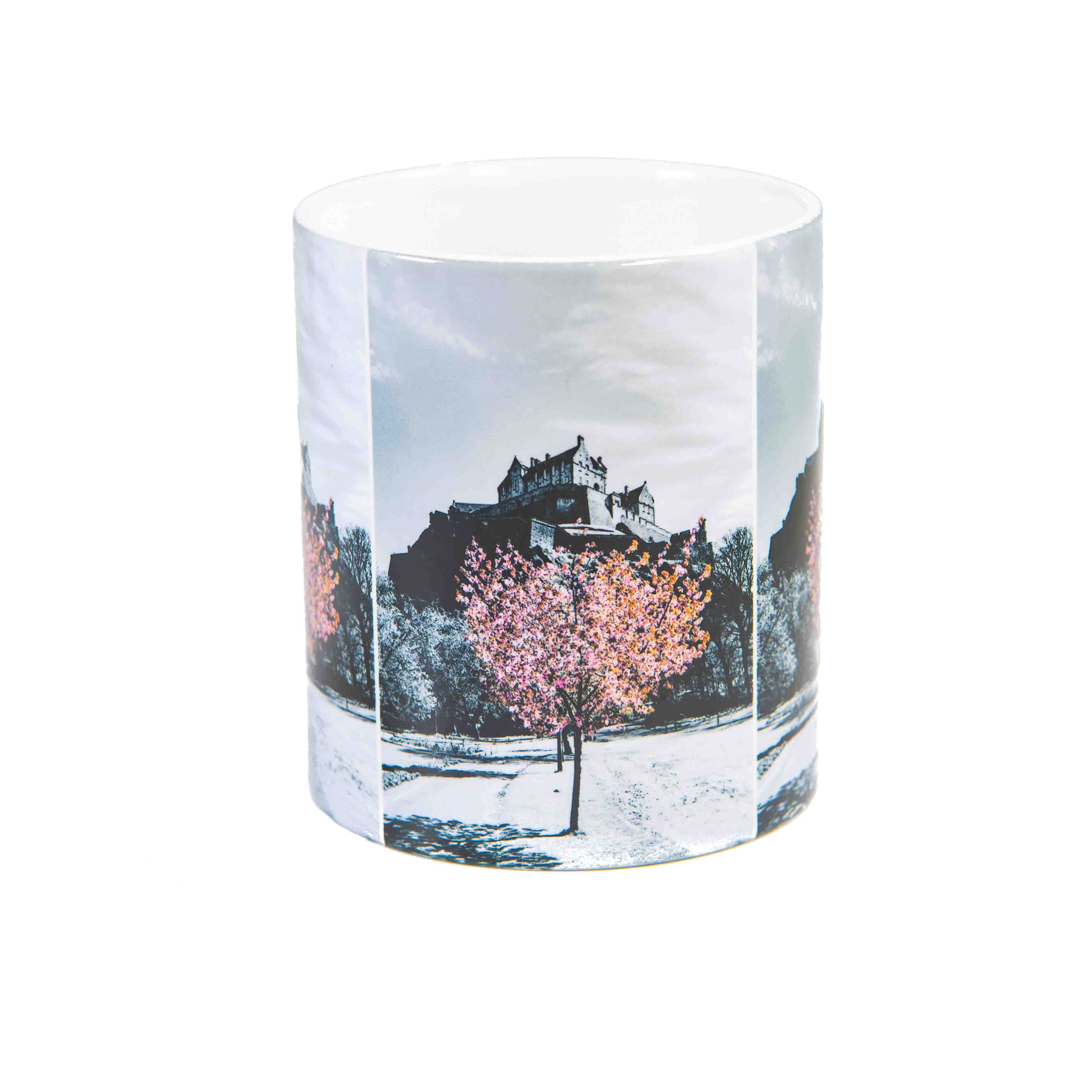 An image of a mug featuring Edinburgh Castle. 