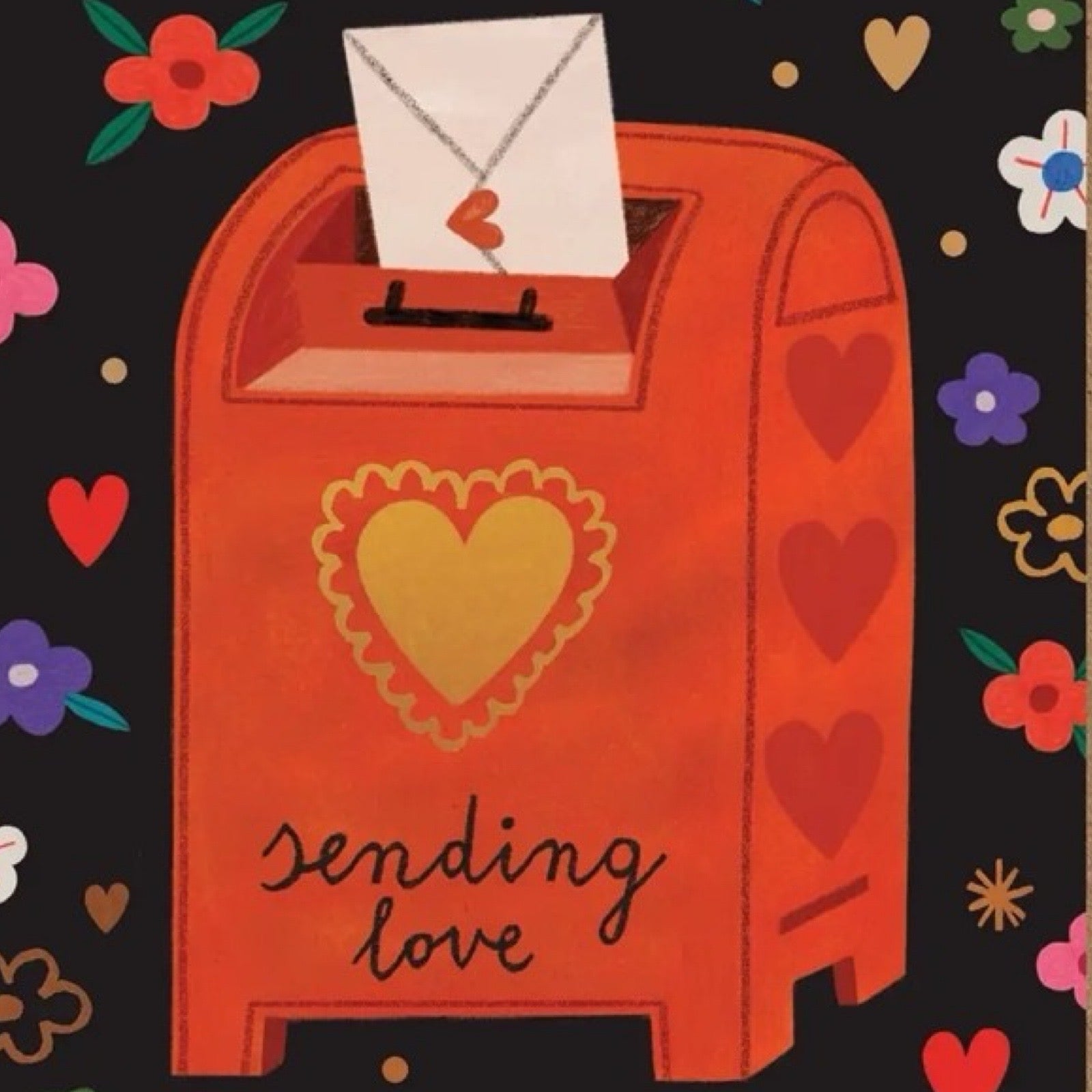 Sending love card close up.
