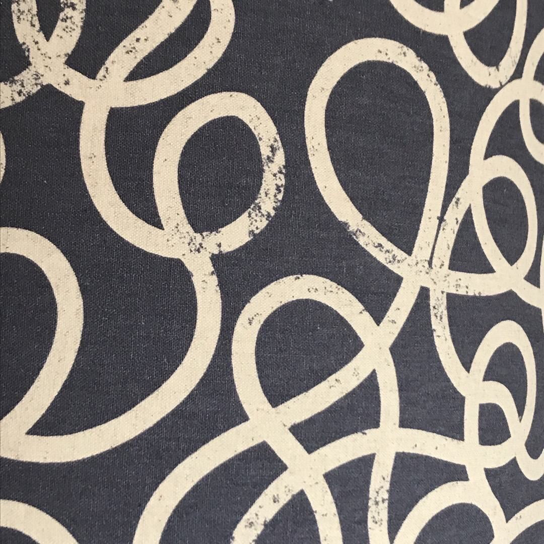 Denim canvas fabric with white squiggles