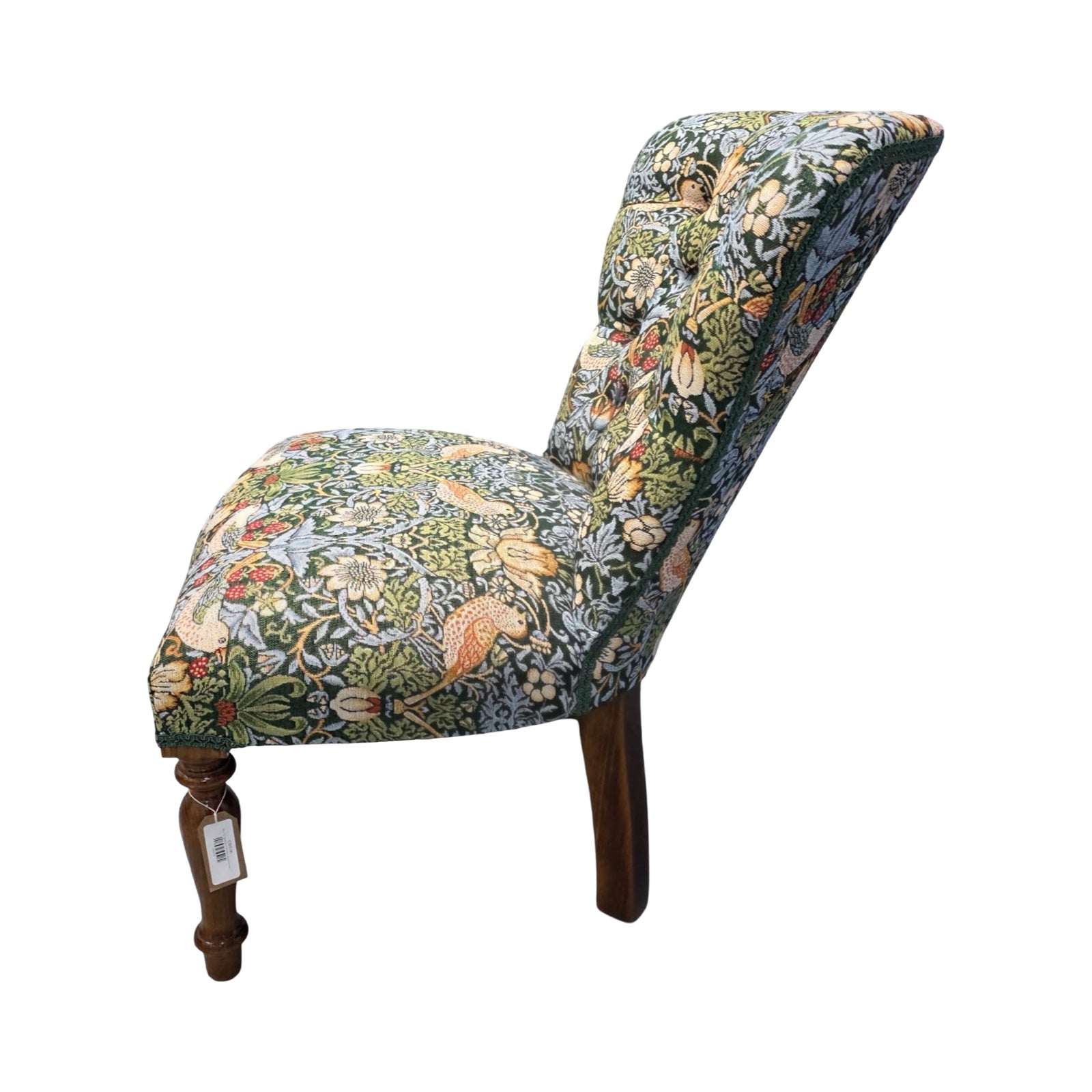 Chair with floral pattern on a white background.