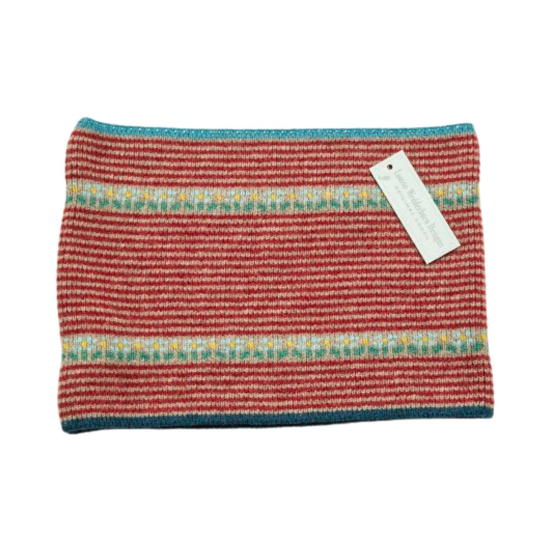 This red striped soft and cosy snood will help to keep you cosy this winter.
