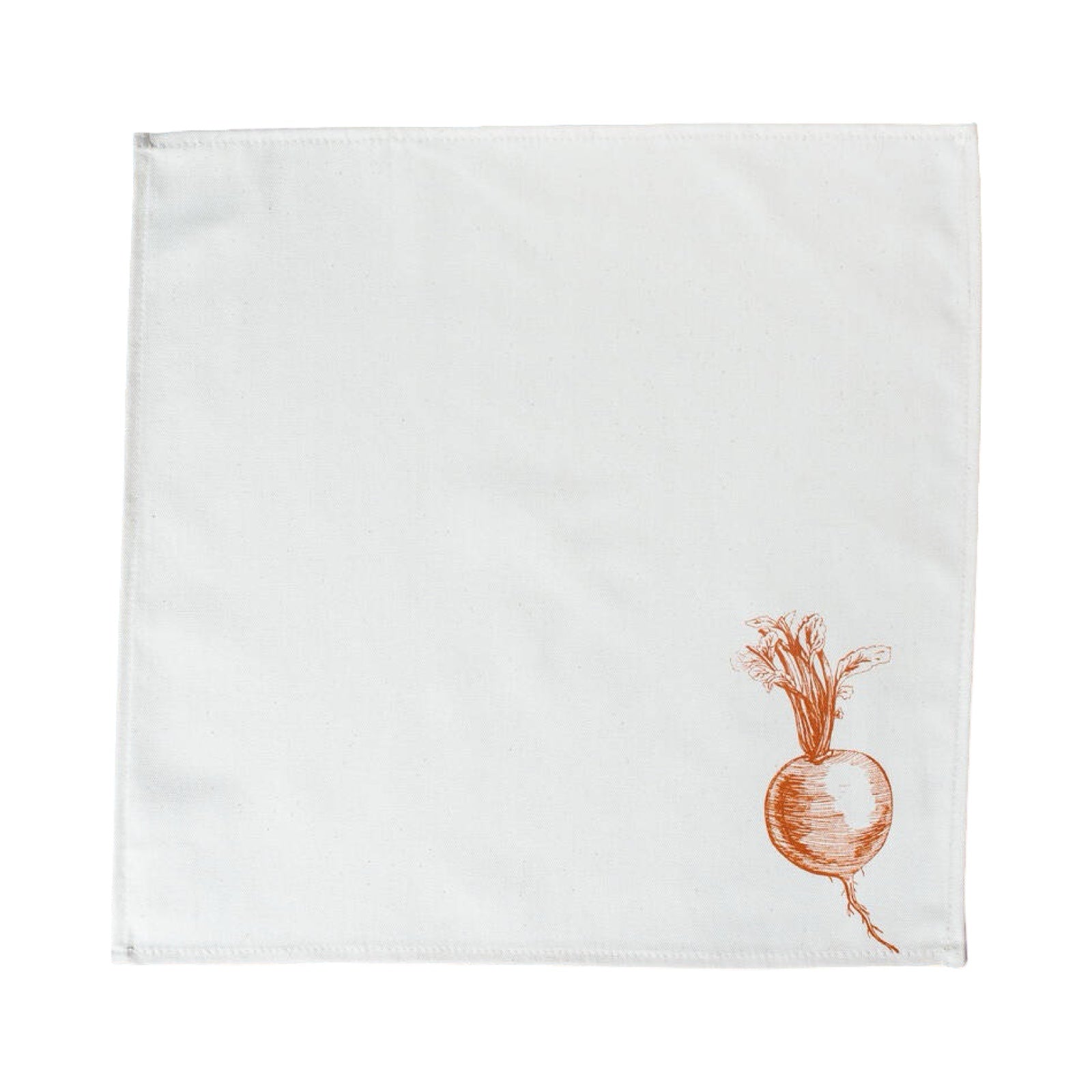 Cream cotton napkin with an orange swede open.