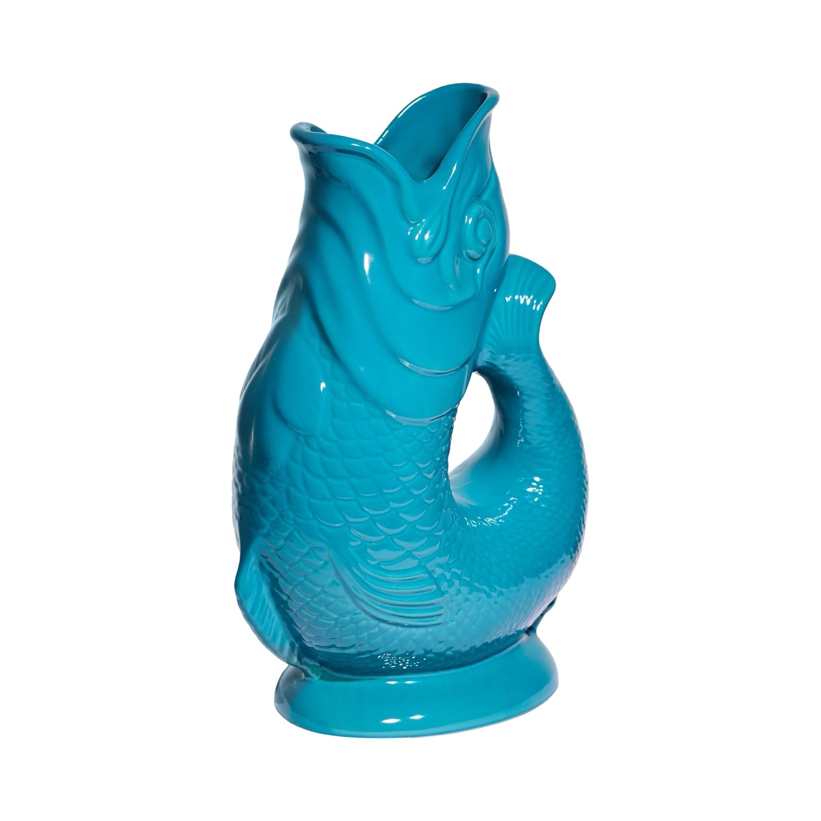 The classic teal fish-shaped Gluggle Jug that makes a gurgling noise as you pour, or you can use it as a retro vase.