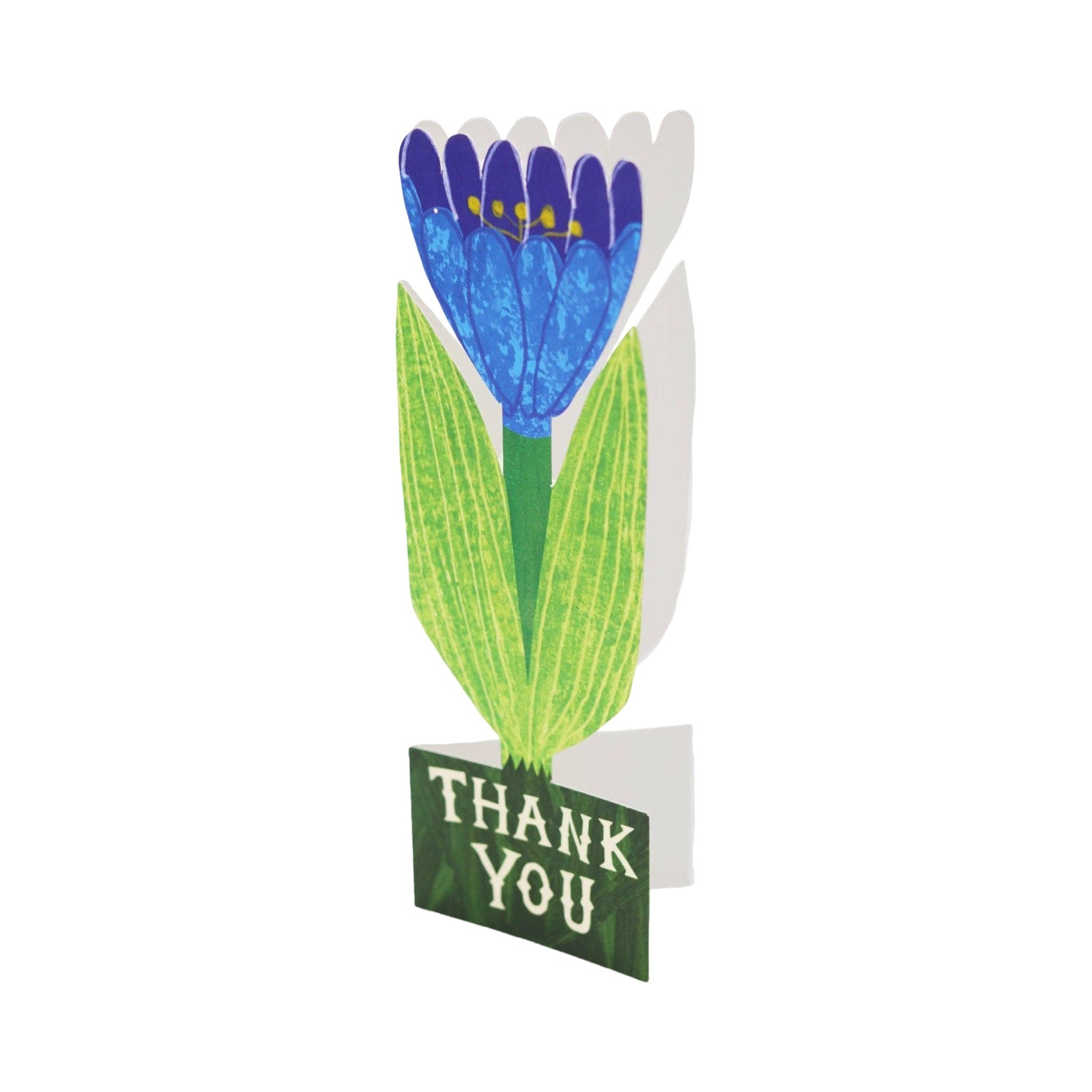 Card with a blue flower design and 'Thank You' text on a white background.