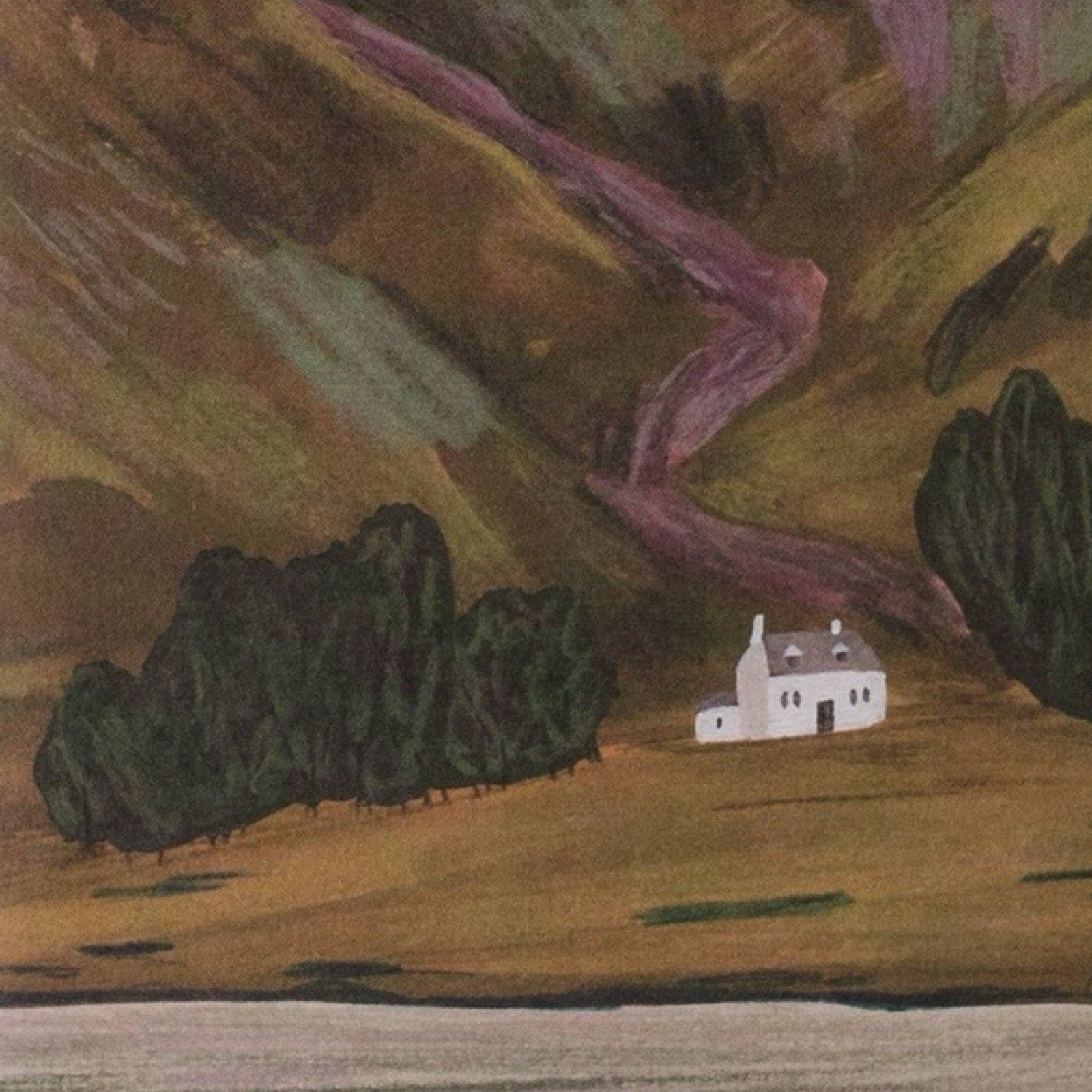 Father's Day card featuring an illustration of a mountain with a bothy below and the text 'thanks for the adventures dad'.