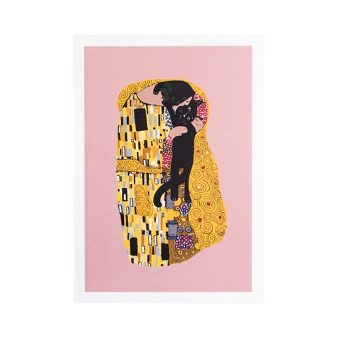 This cute cat kiss print is Inspired by the artist Gustav Klimt. 