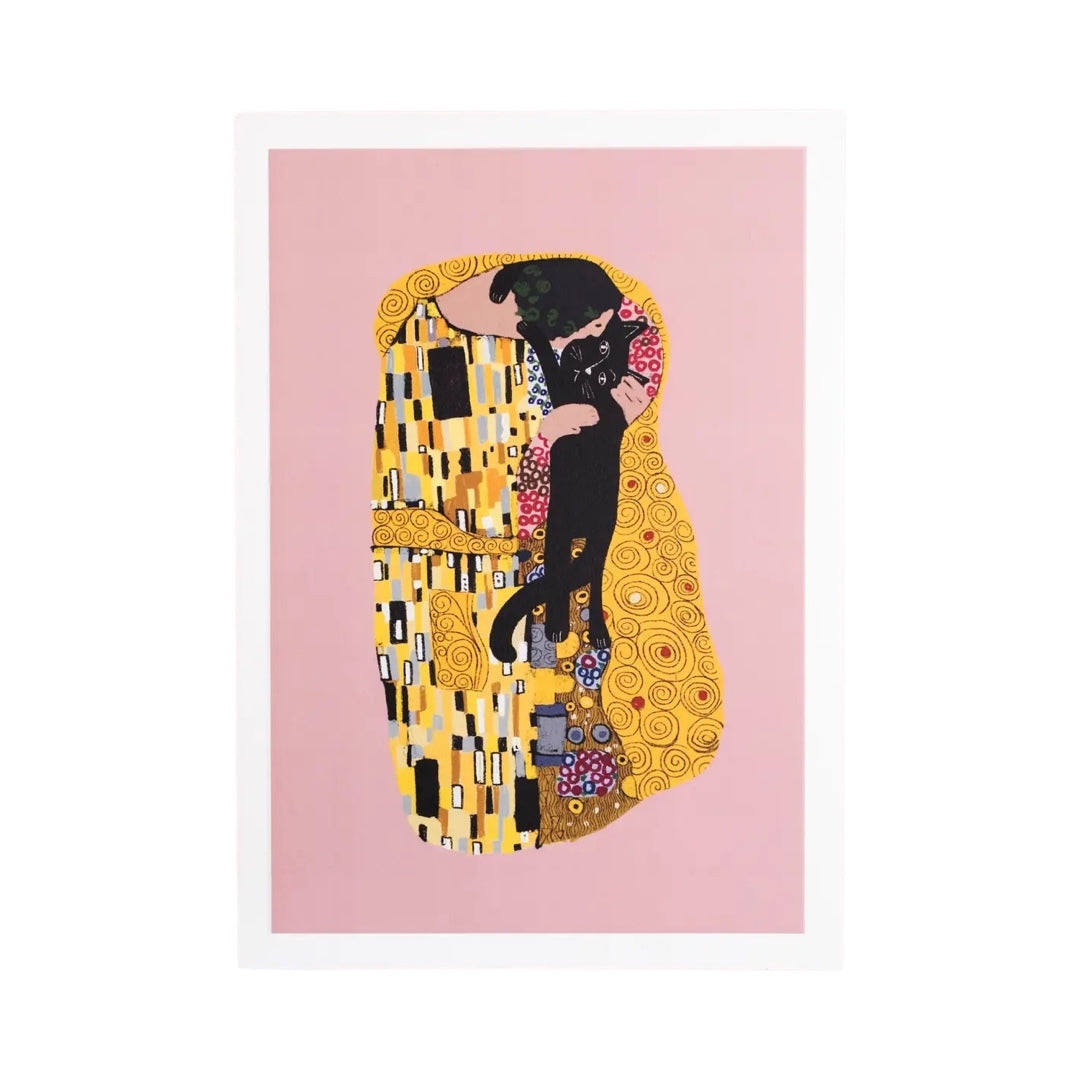 This cute cat kiss print is Inspired by the artist Gustav Klimt. 