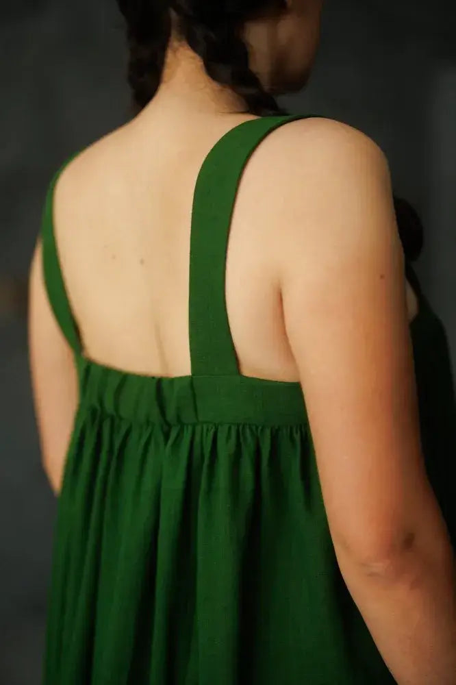 Sewing pattern for a maxi sundress or dress with a neat, mitre bodice and a gently elasticated back. 