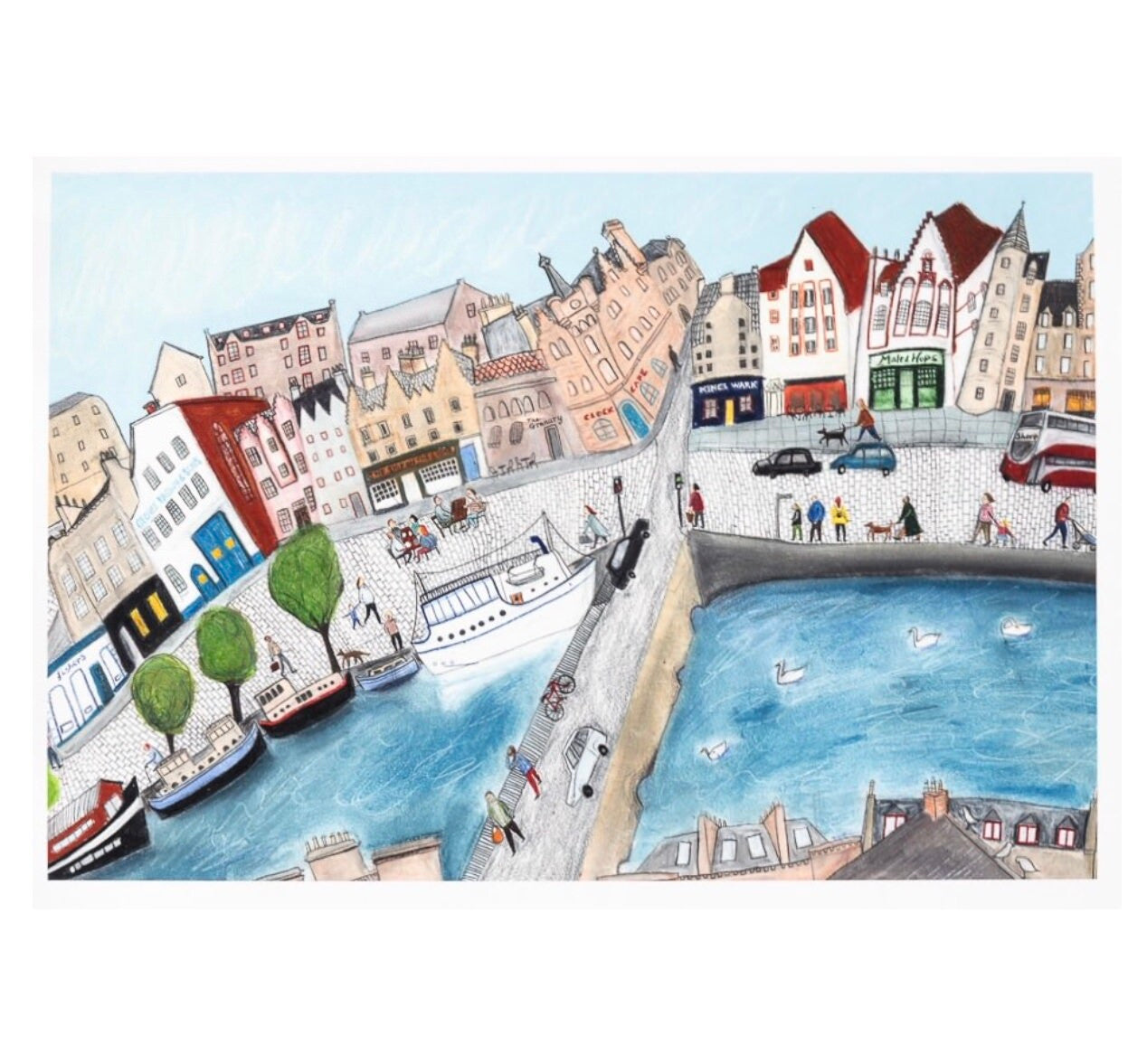 High quality giclée print of The Shore in Leith, Edinburgh's old port.