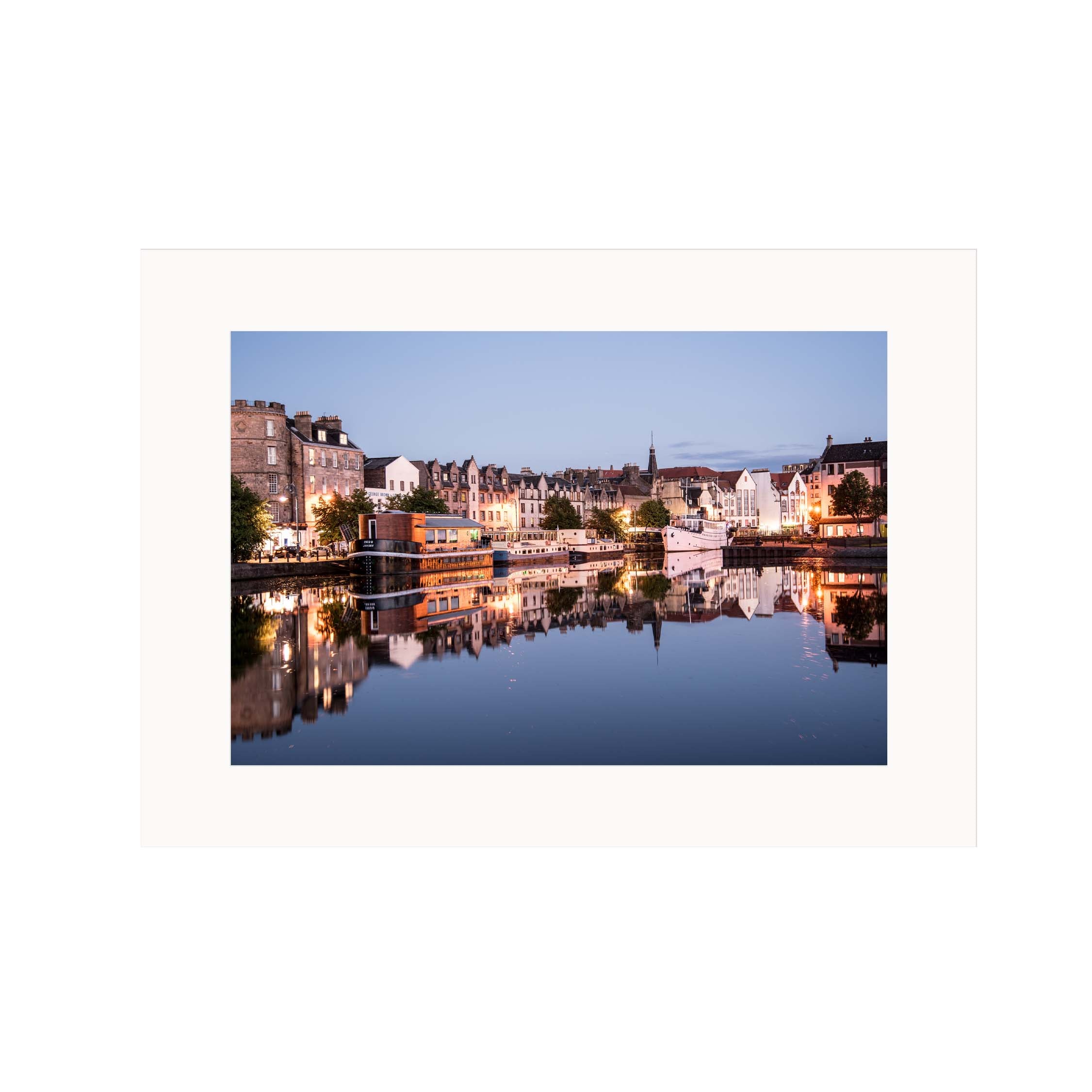 An image of The Shore, Leith, Edinburgh in a mounted print. 