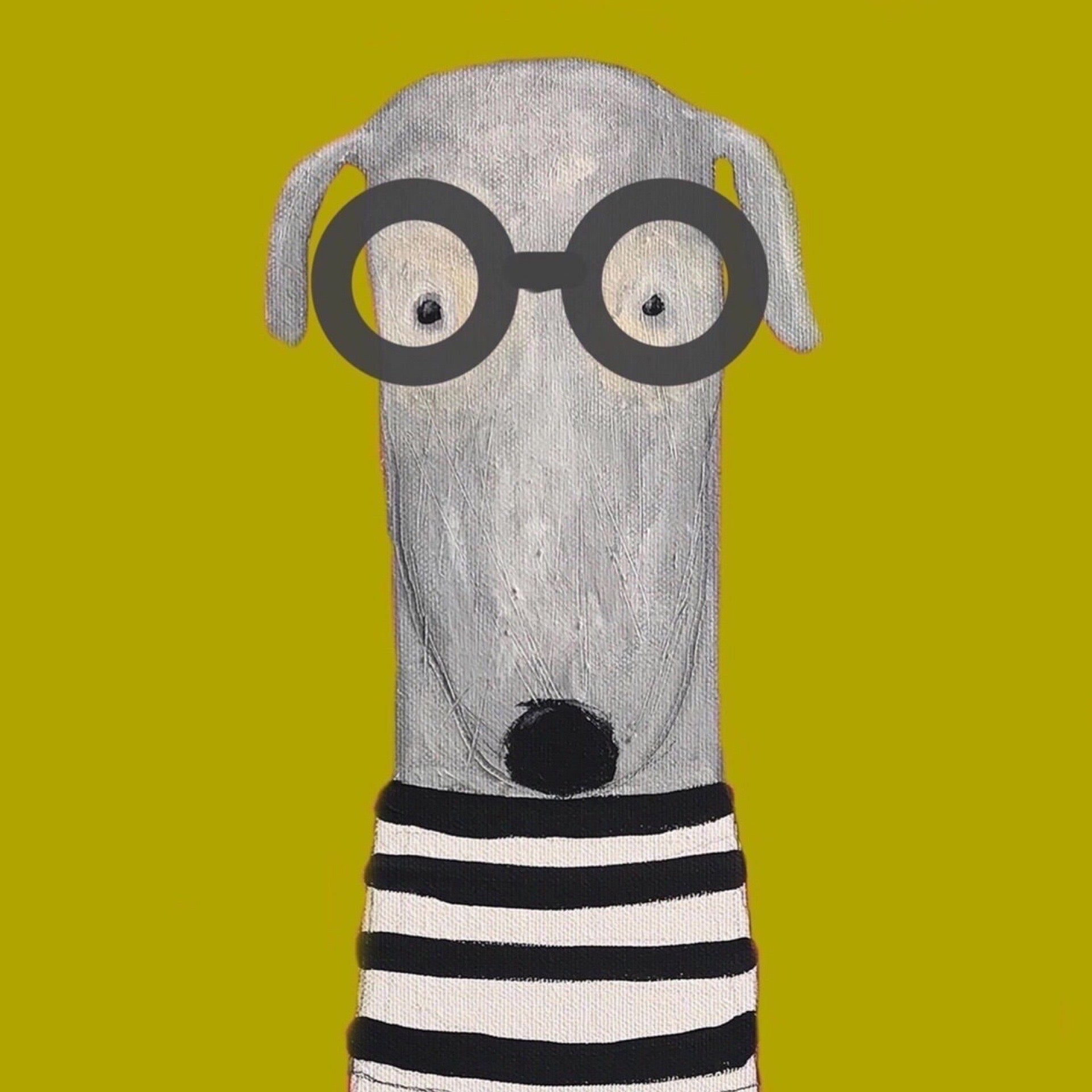 A3 poster print of fun loving Trumpet the dog.